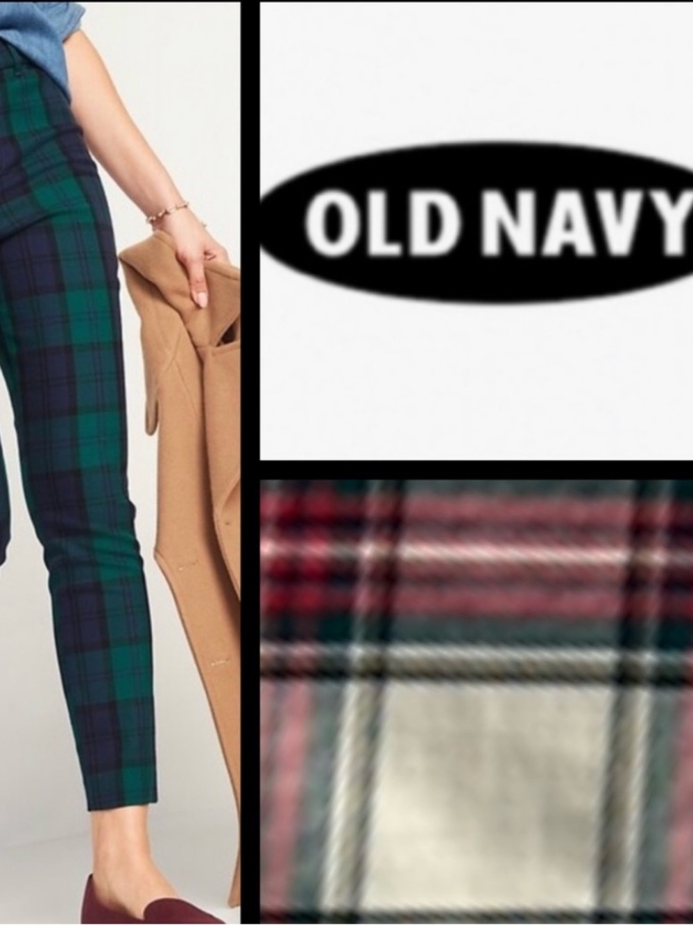 NWT Old Navy White and Red Plaid Ankle Pants
